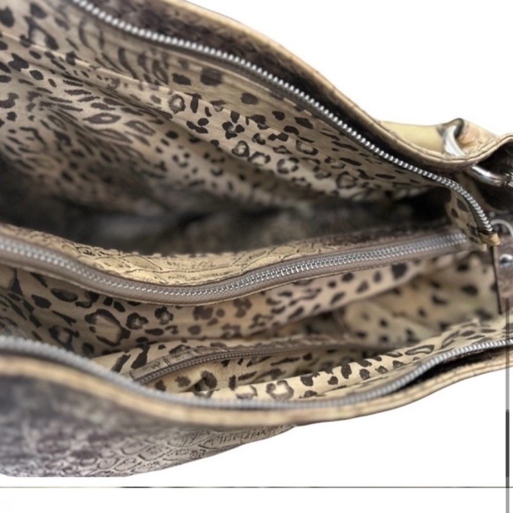 Cavalcanti Women's Brown Leather Tote Bag Reptile Embossing Casual - Picture 8 of 15